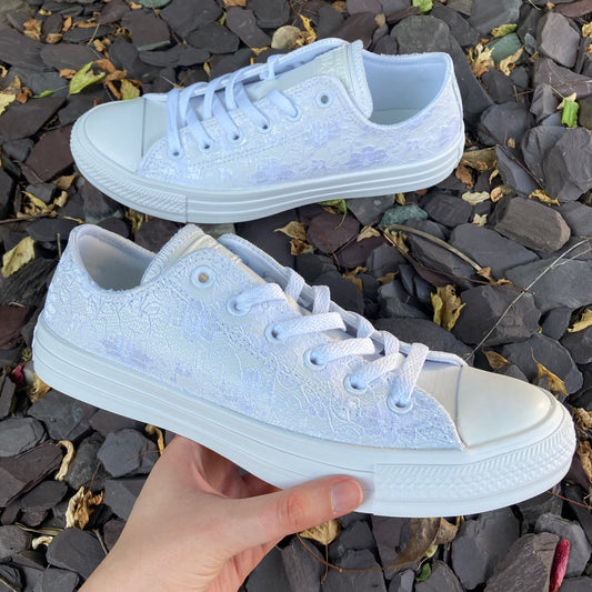 Lace Covered Leather Wedding Converse trainers