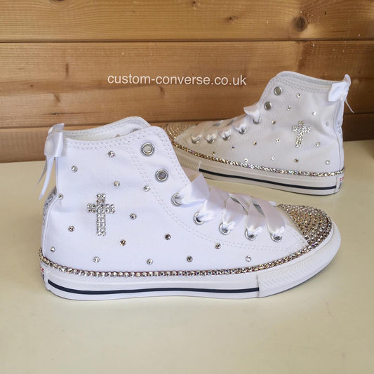 Holy Communion Crystal High Tops custom kids Converse