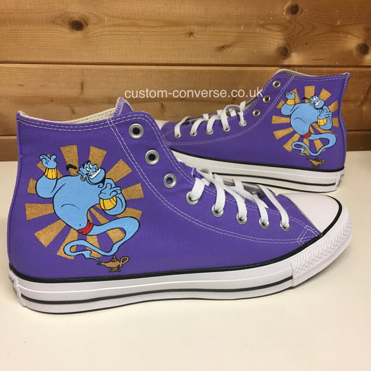 Aladdin Genie Converse custom trainers with gold sunburst