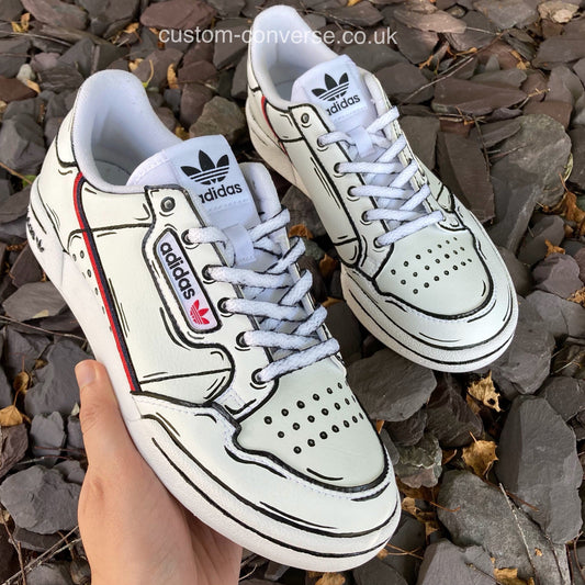 2D Cartoon Adidas Continental 80 custom trainers