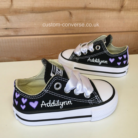 Custom Converse with hearts design for Flower Girls