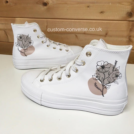 Neutral Florals Platform Converse custom trainers