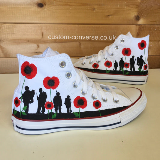 Soldier Silhouette Poppies Converse custom trainers