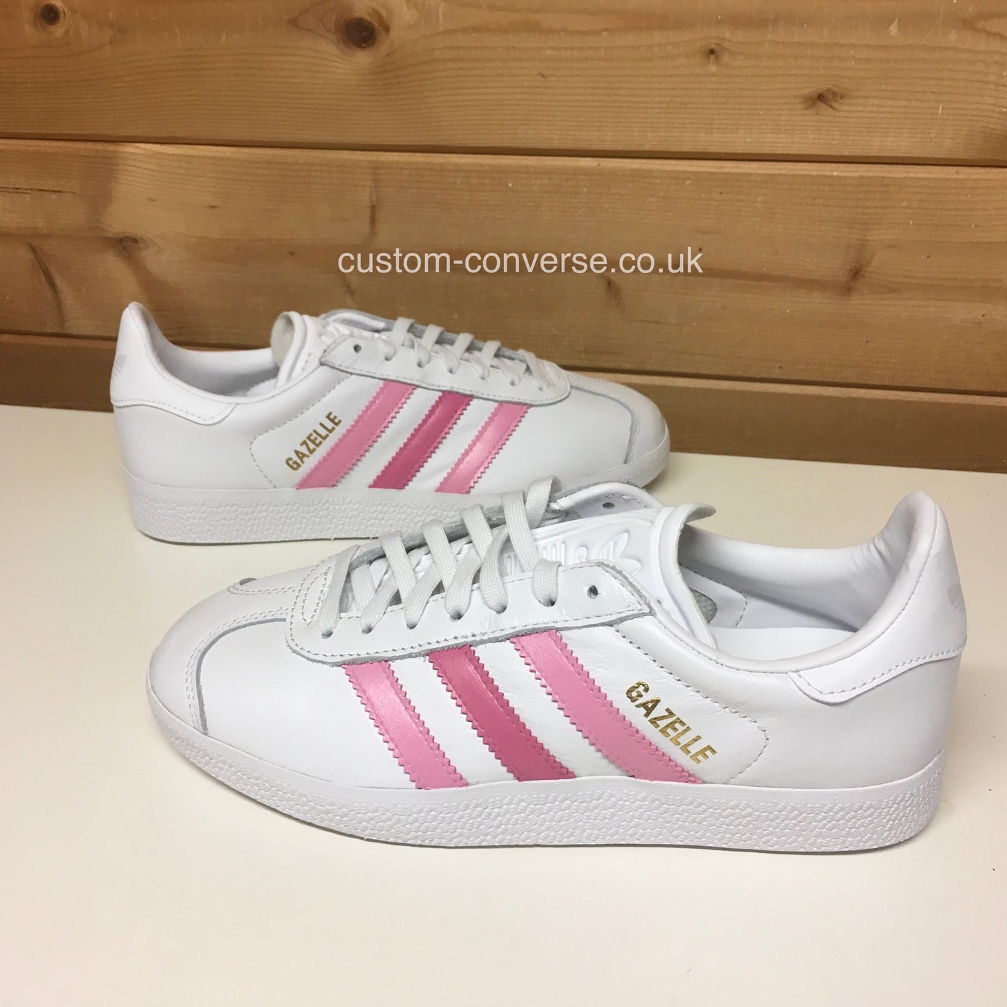 Personalised Adidas Gazelle with coloured stripes