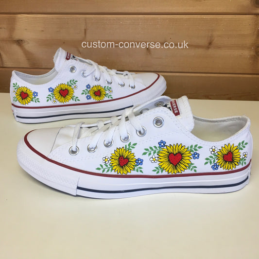 Heart Centre Sunflowers Converse custom trainers