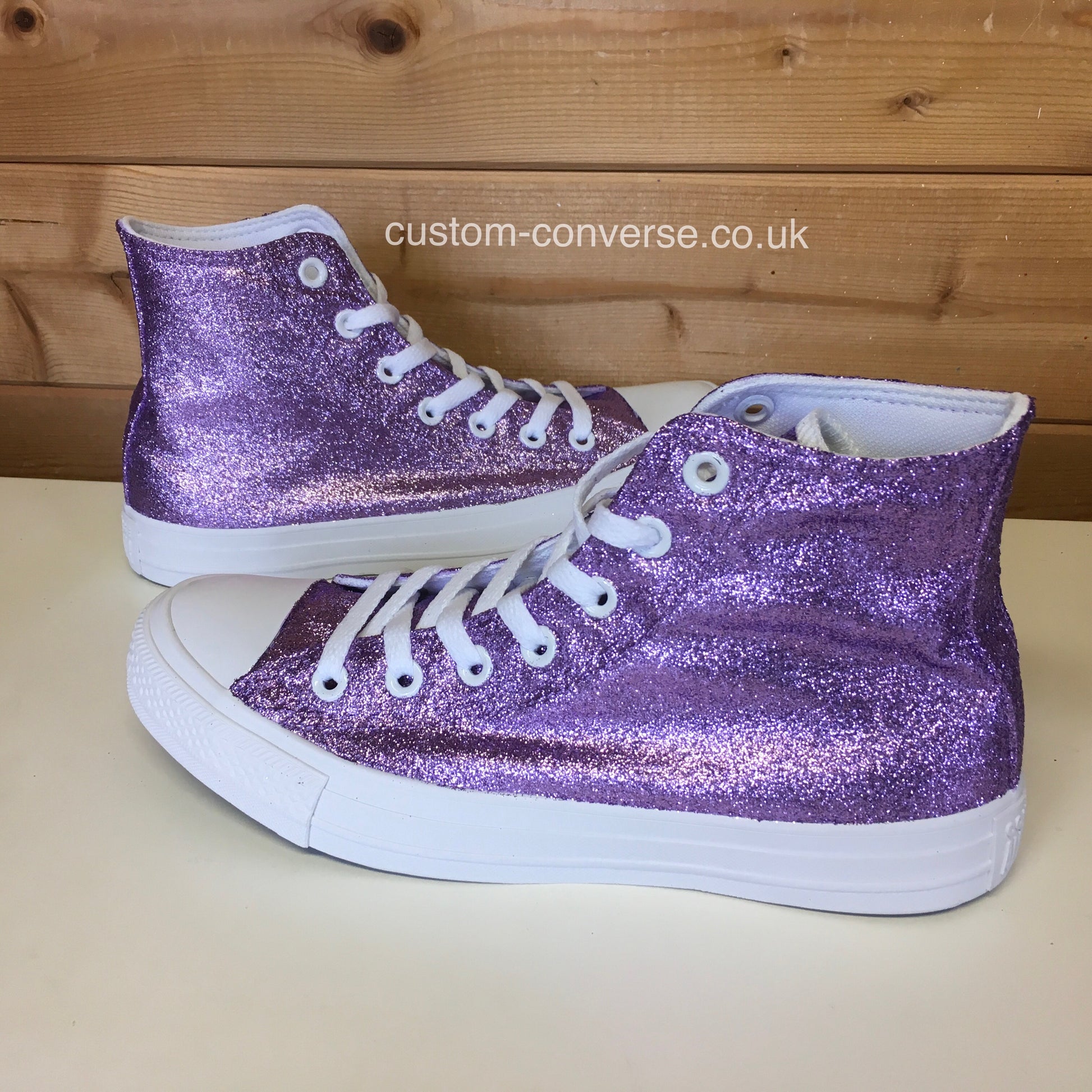 lilac glitter high top converse prom shoes