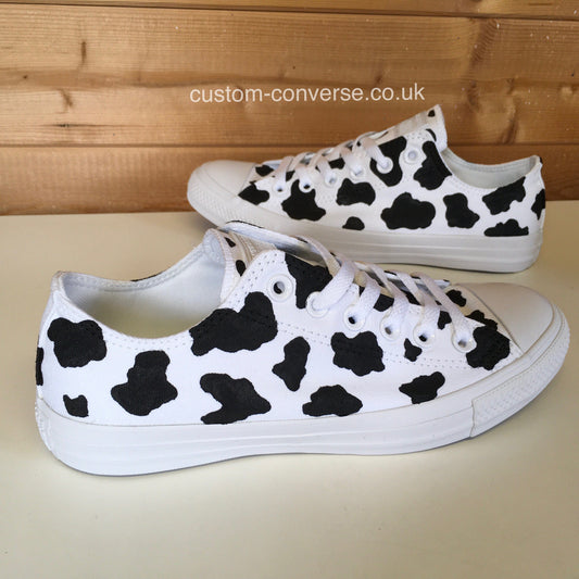 Black and White Cow Print Converse custom trainers
