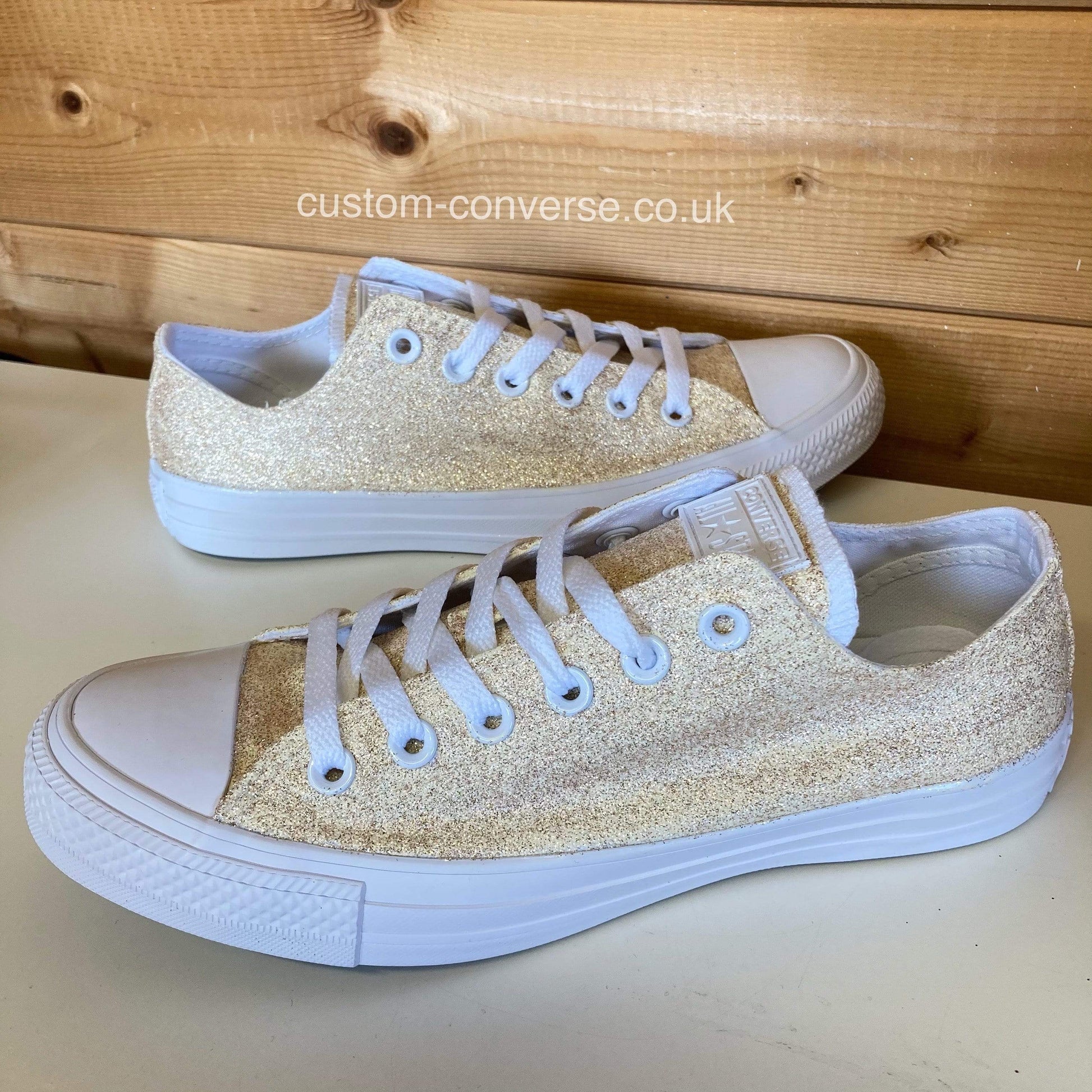 champagne gold glitter converse low top trainers
