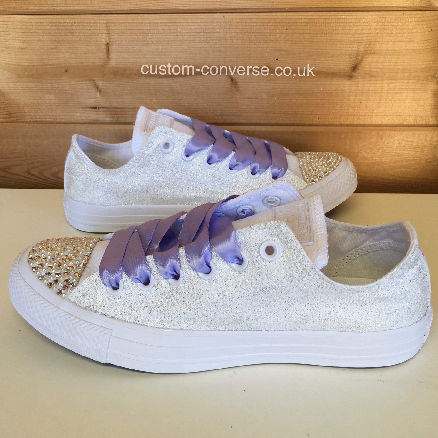 Glitter coated Converse with crystal toes