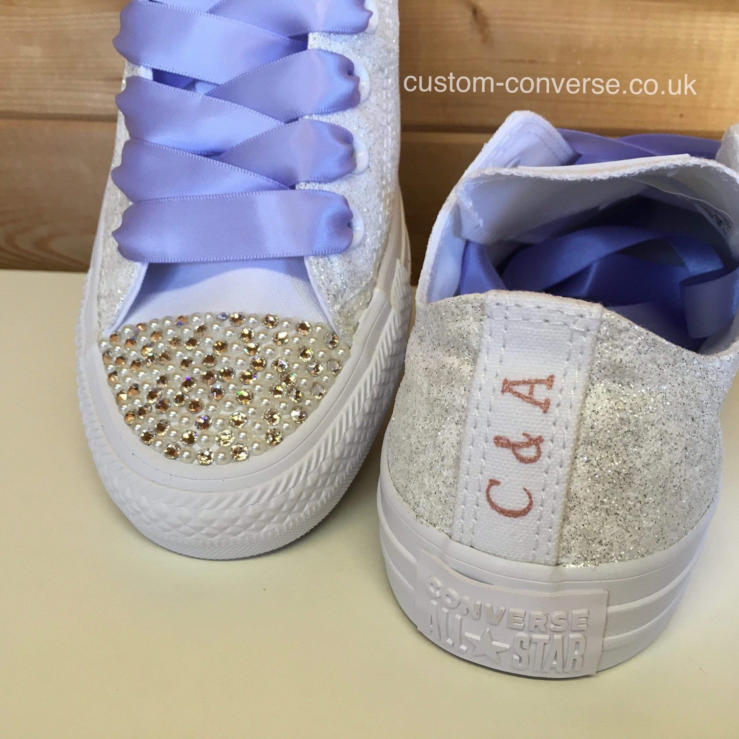Personalised glitter Converse for weddings and parties
