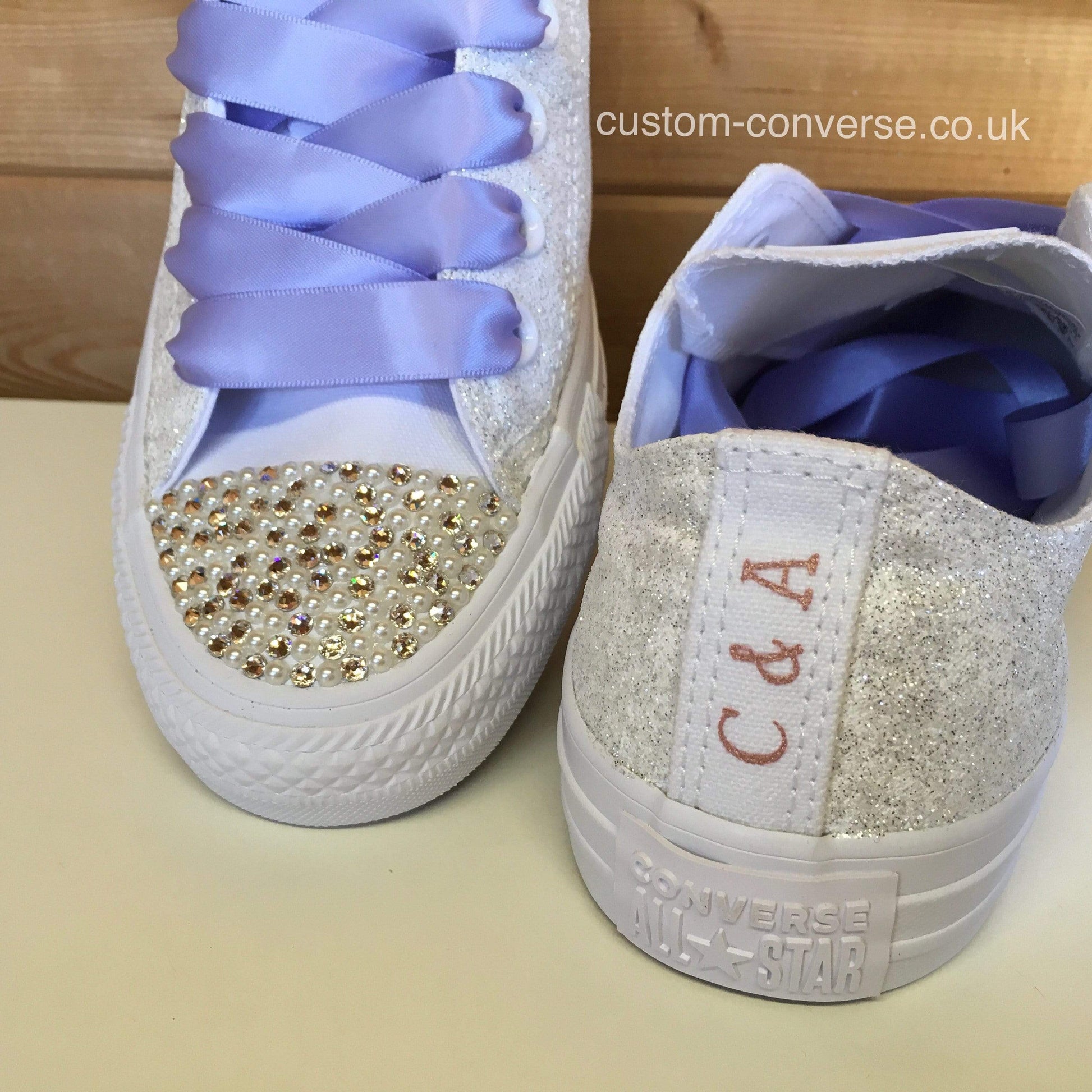 Personalised glitter Converse for weddings and parties