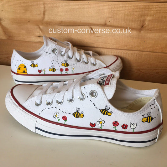 Honey Bee Low Top Converse custom trainers