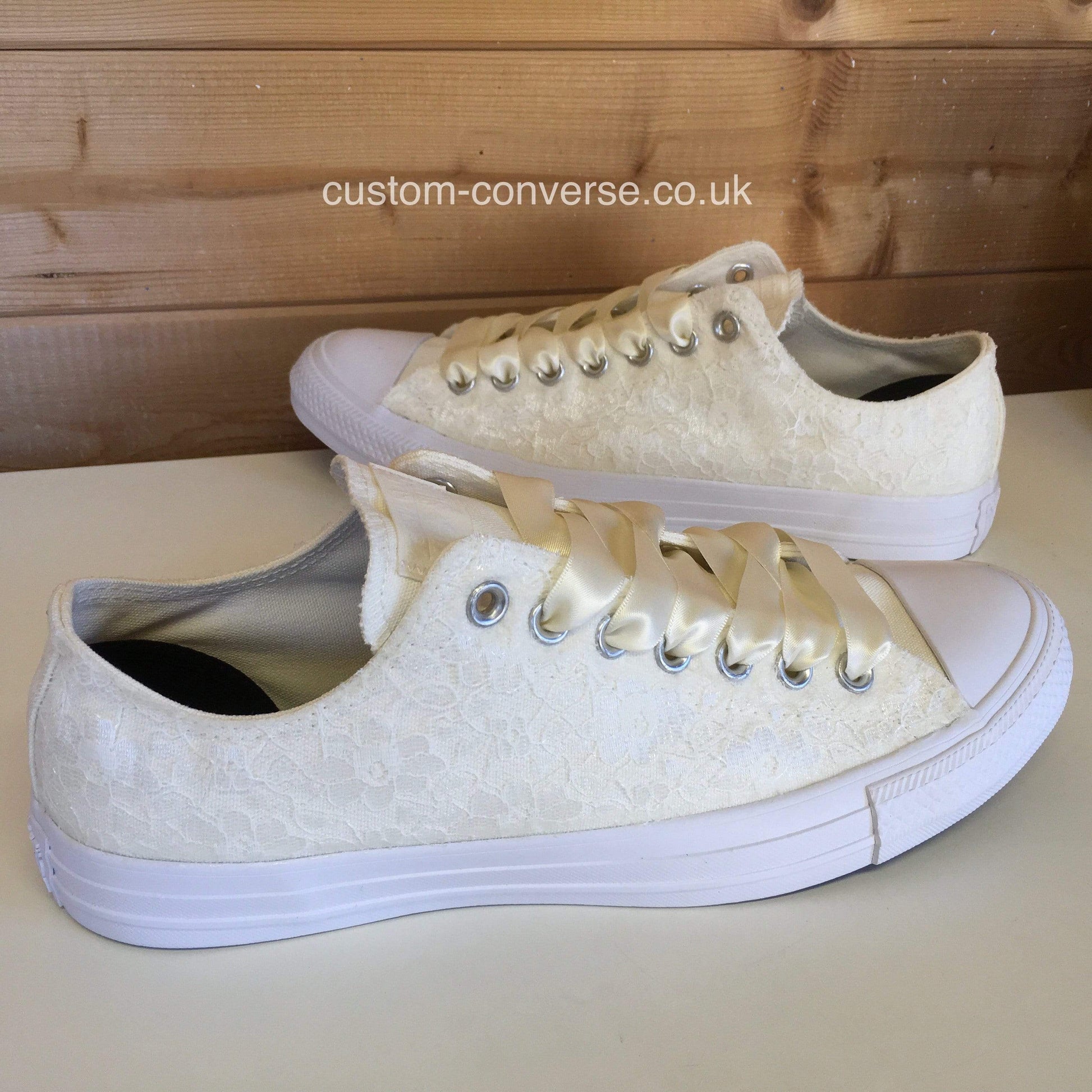 Lace Covered Wedding Converse custom trainers