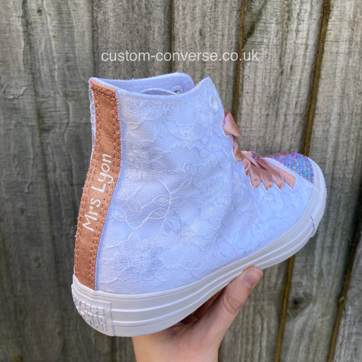 Lace Covered Wedding Converse custom trainers