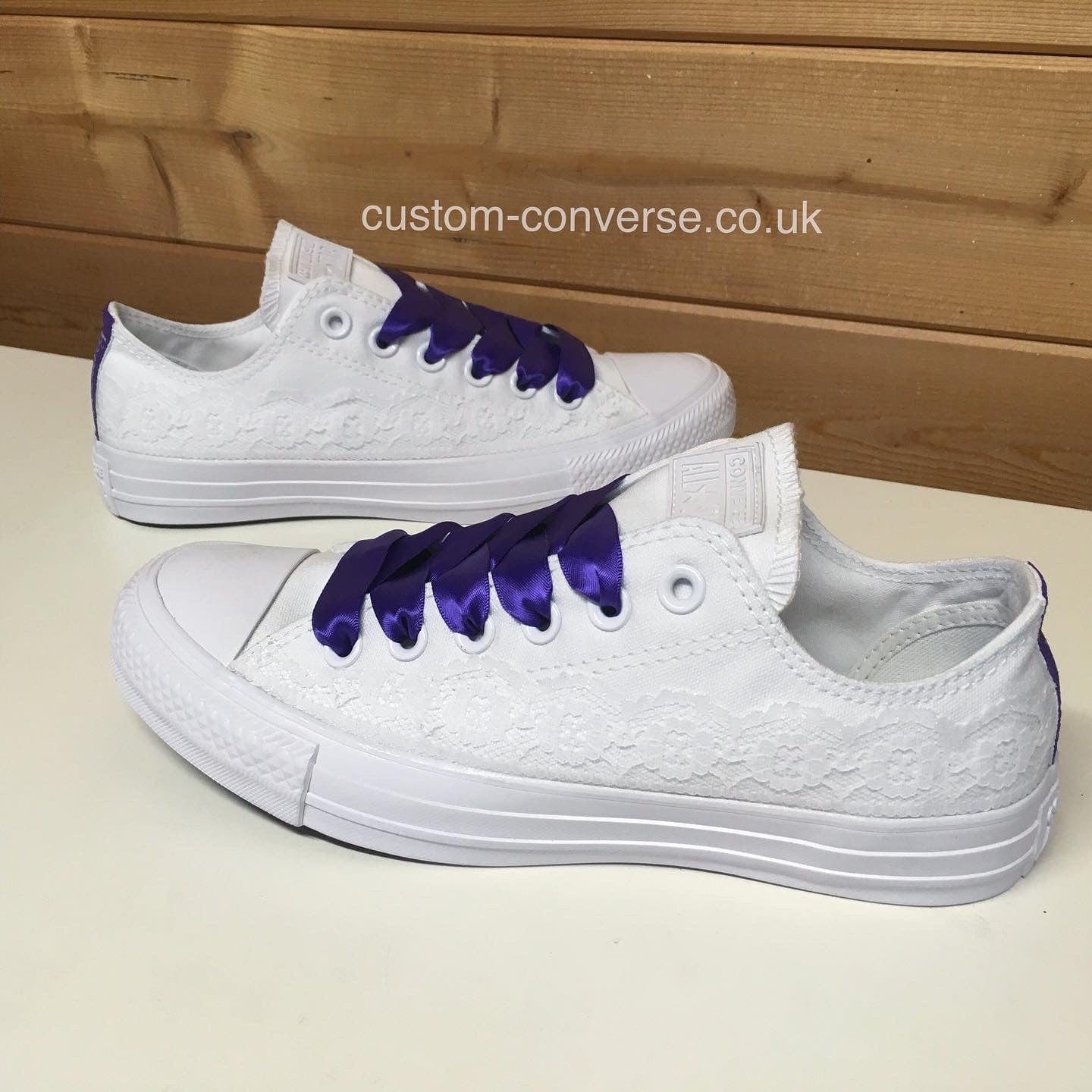 Elegant wedding Converse low tops with lace trim