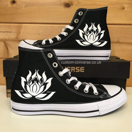 Lotus Flower High Top Converse custom trainers
