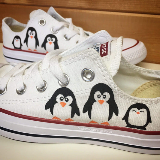 Penguin Family Low Top Converse custom trainers