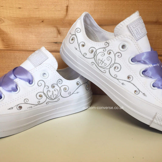 Swirled Initials Wedding Converse custom trainers