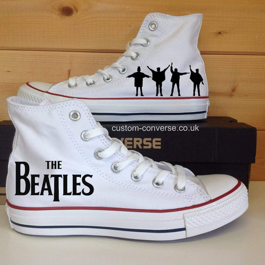 Hand painted The Beatles Converse with Help silhouettes