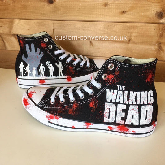 Hand painted Converse with The Walking Dead logo