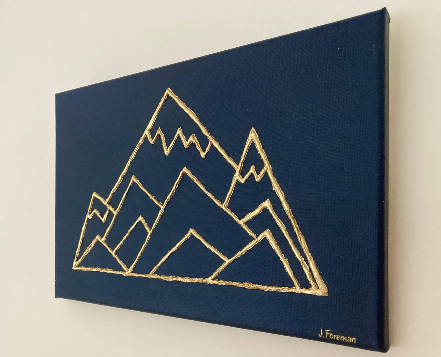 Geometric Mountain Range 3D Embossed Gold Leaf Canvas - Custom Converse Ltd.