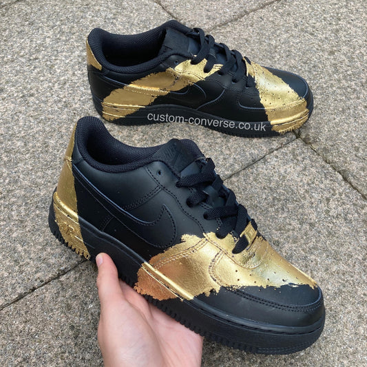 Brushed Gold Leaf Nike Air Force 1 custom trainers