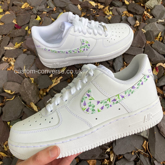 Lavender & Eucalyptus Swoosh Air Force 1 custom trainers