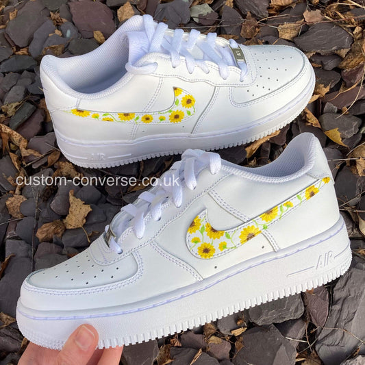 Sunflower Swoosh Air Force 1 custom trainers