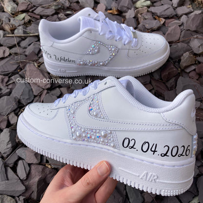 Classic White Pearl Bridal Air Force 1