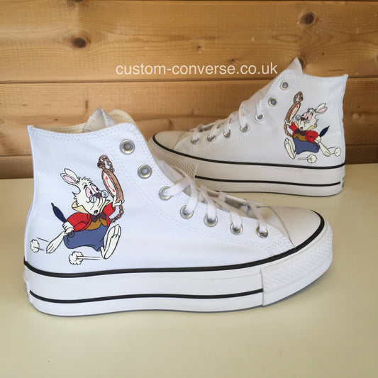 White Rabbit Alice in Wonderland Platform Converse