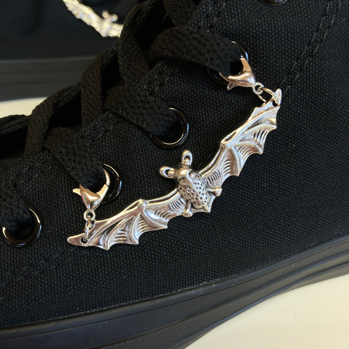 Large Silver Bat Shoelace Charm