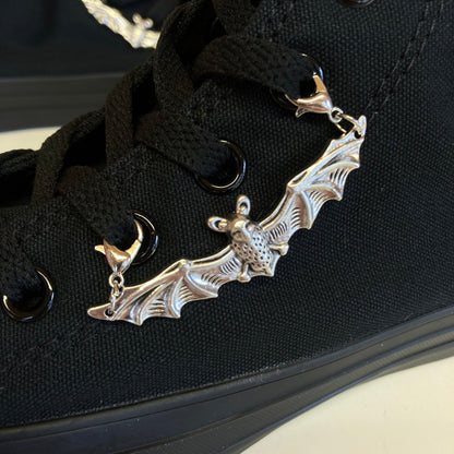 Large Silver Bat Shoelace Charm