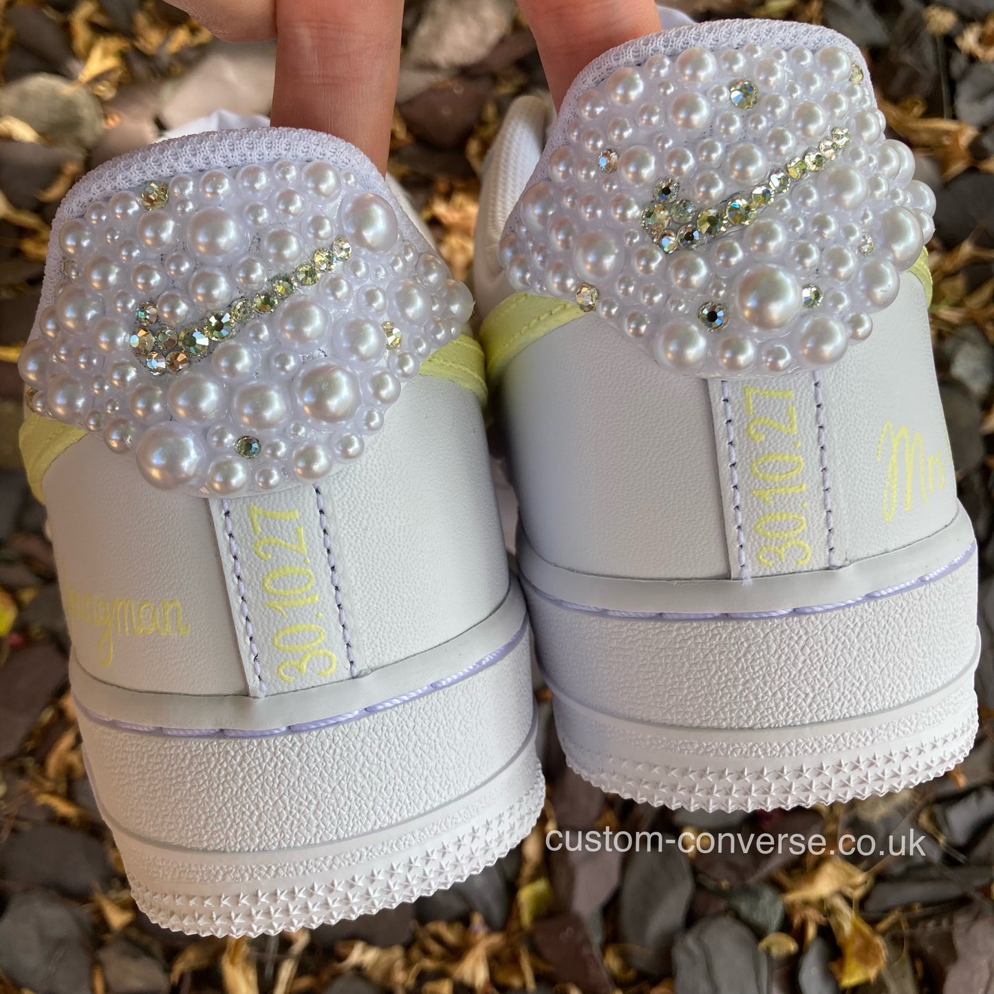 Wedding Pearl and Crystal Personalised Air Force 1