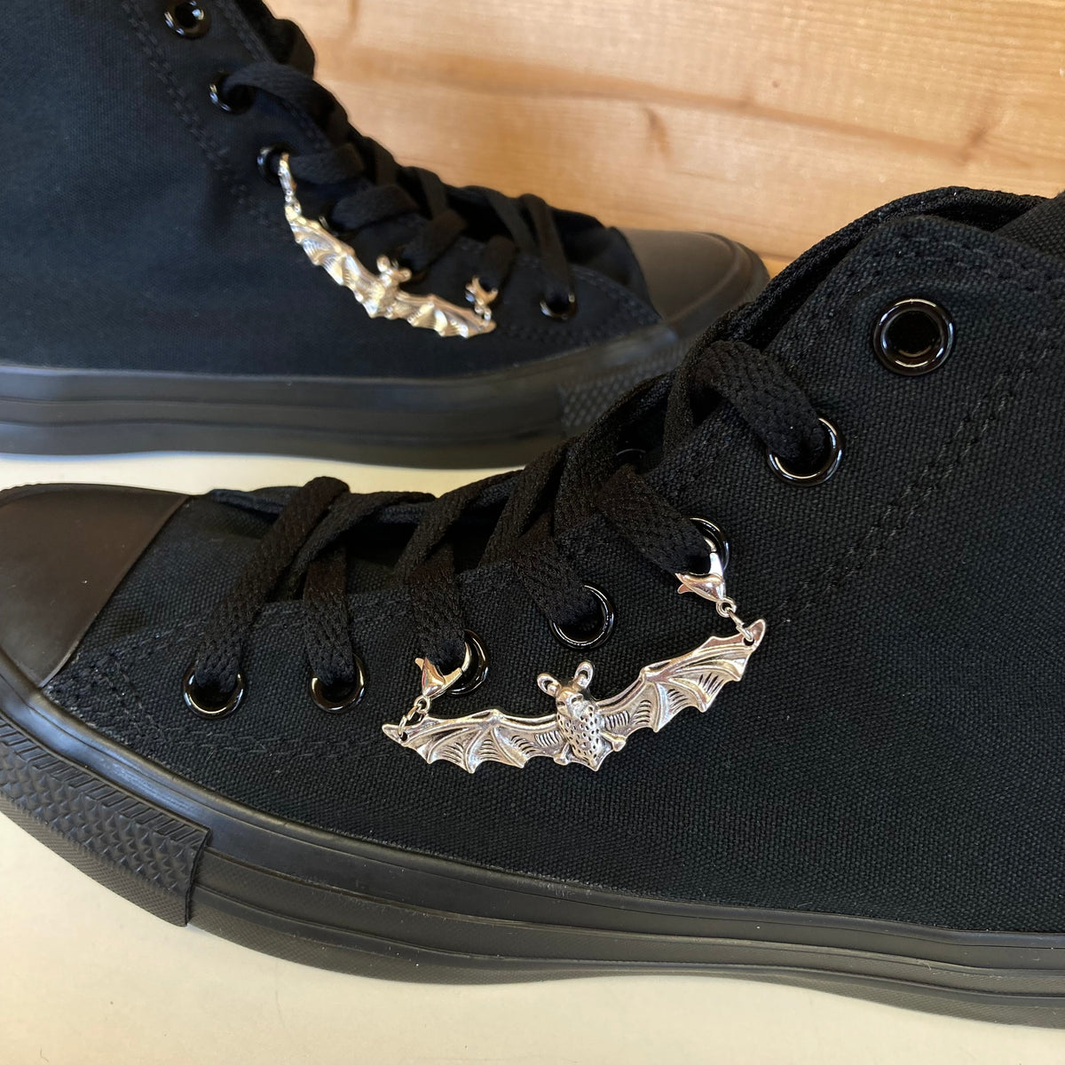 Large Silver Bat Shoelace Charm