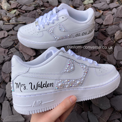 Classic White Pearl Bridal Air Force 1