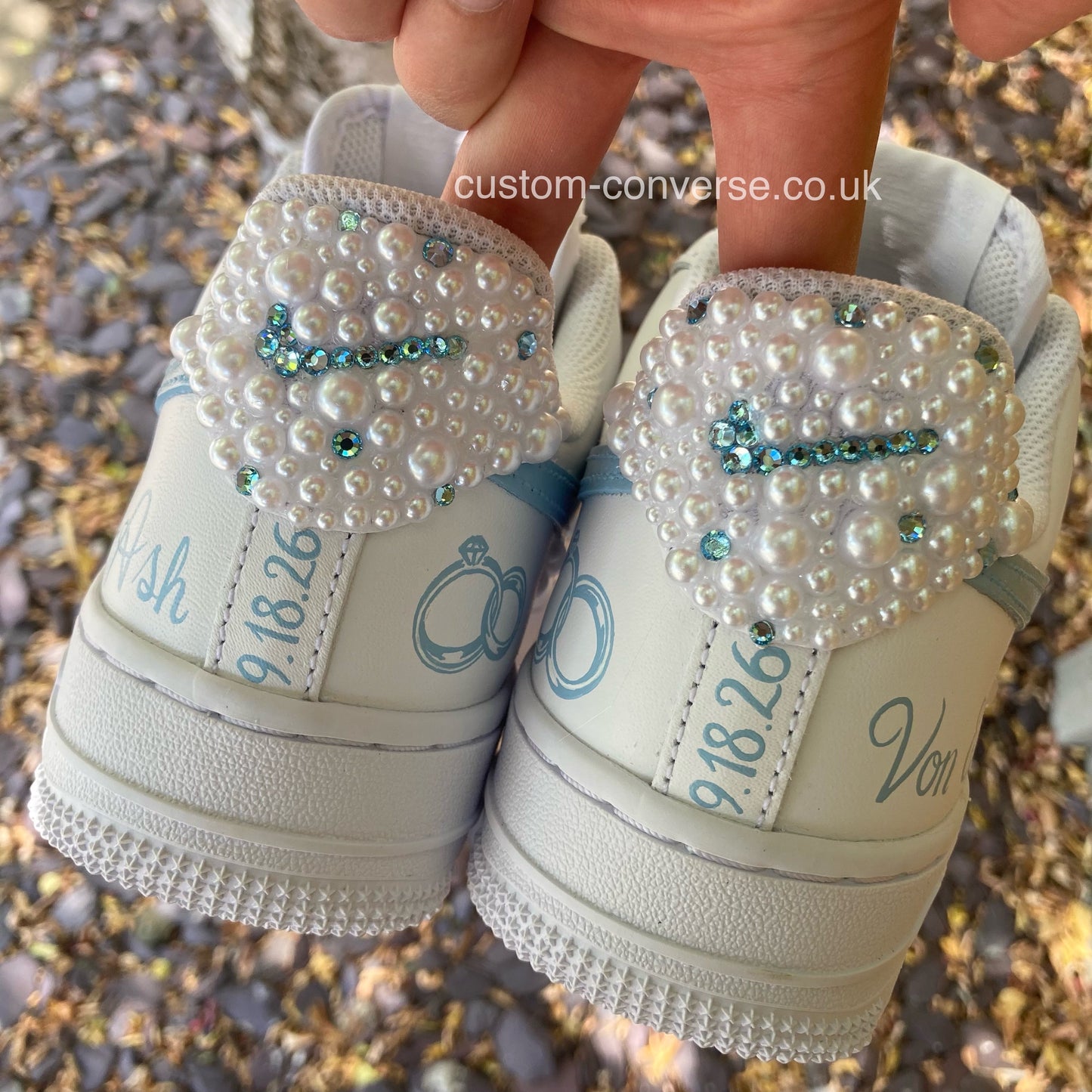 Wedding Pearl and Crystal Personalised Air Force 1