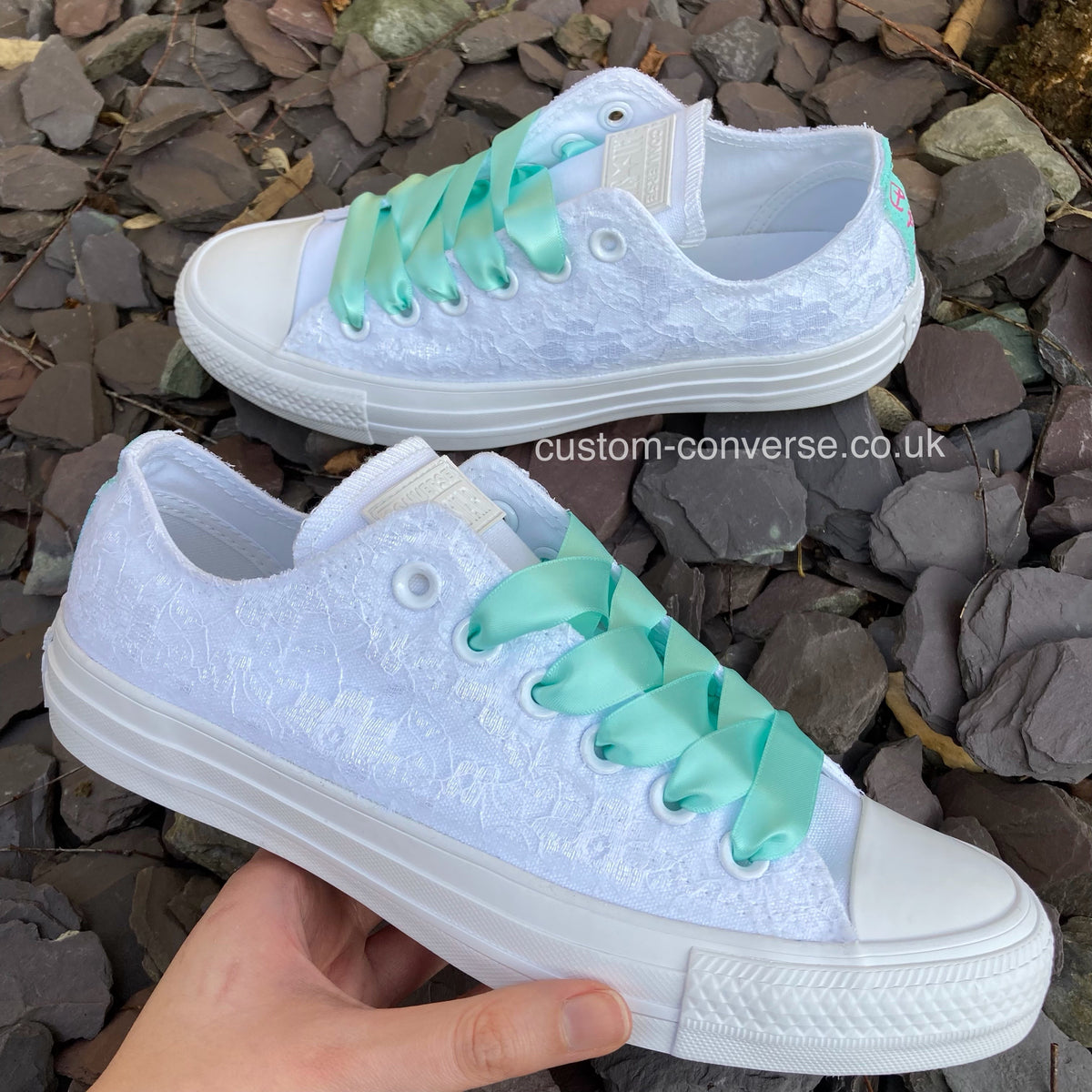 Lace Covered Wedding Converse Custom Trainers