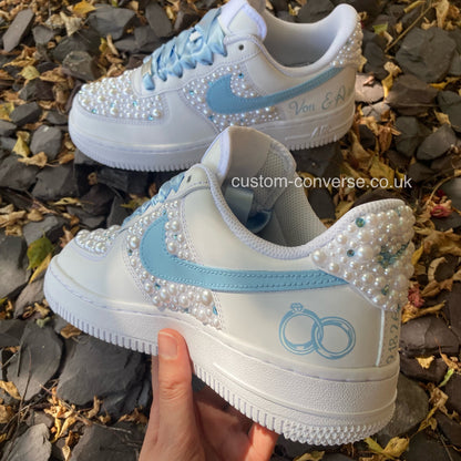 Wedding Pearl and Crystal Personalised Air Force 1