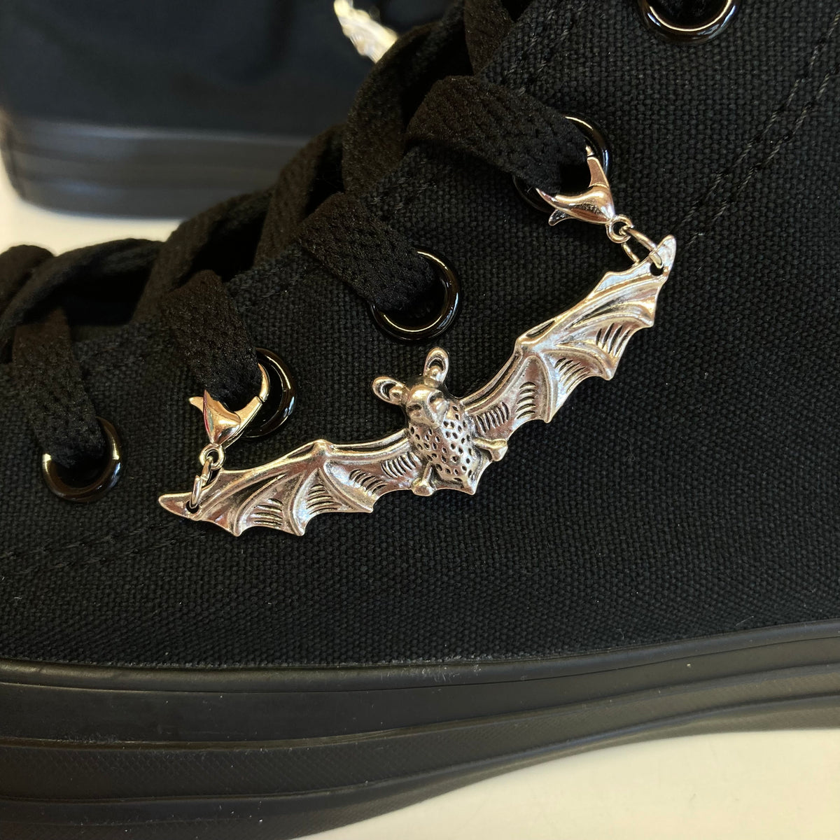 Large Silver Bat Shoelace Charm