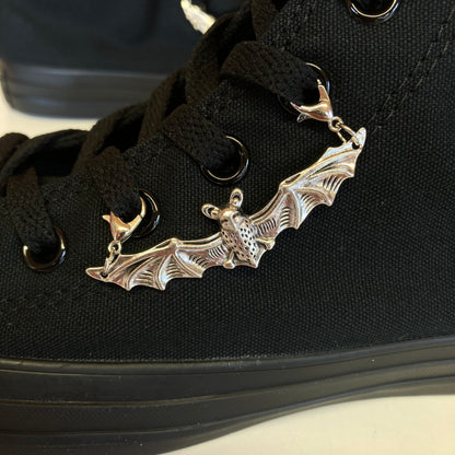 Large Silver Bat Shoelace Charm
