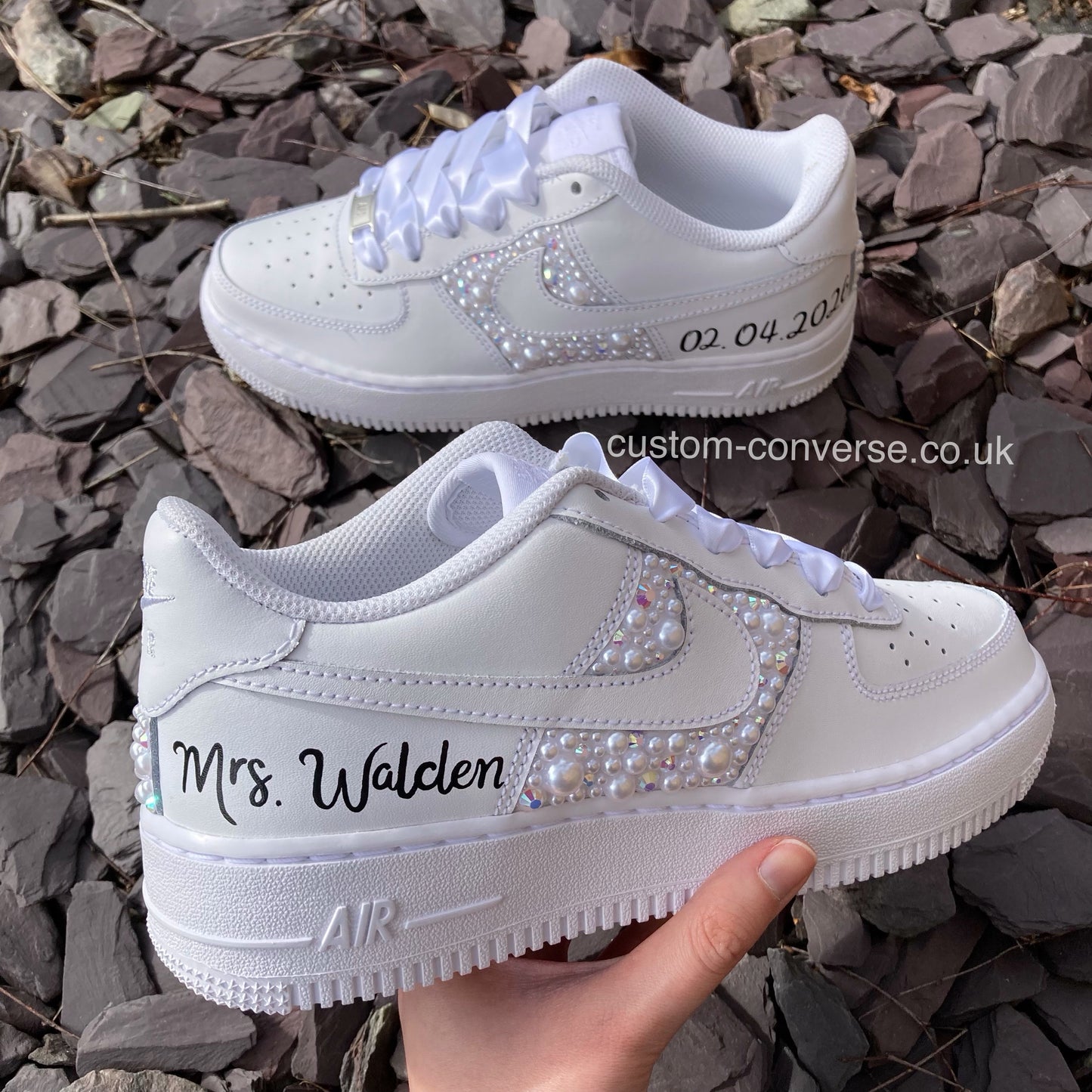 Classic White Pearl Bridal Air Force 1