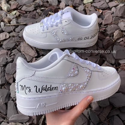 Classic White Pearl Bridal Air Force 1