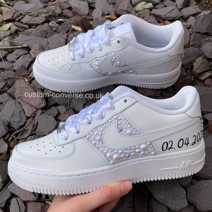 Classic White Pearl Bridal Air Force 1