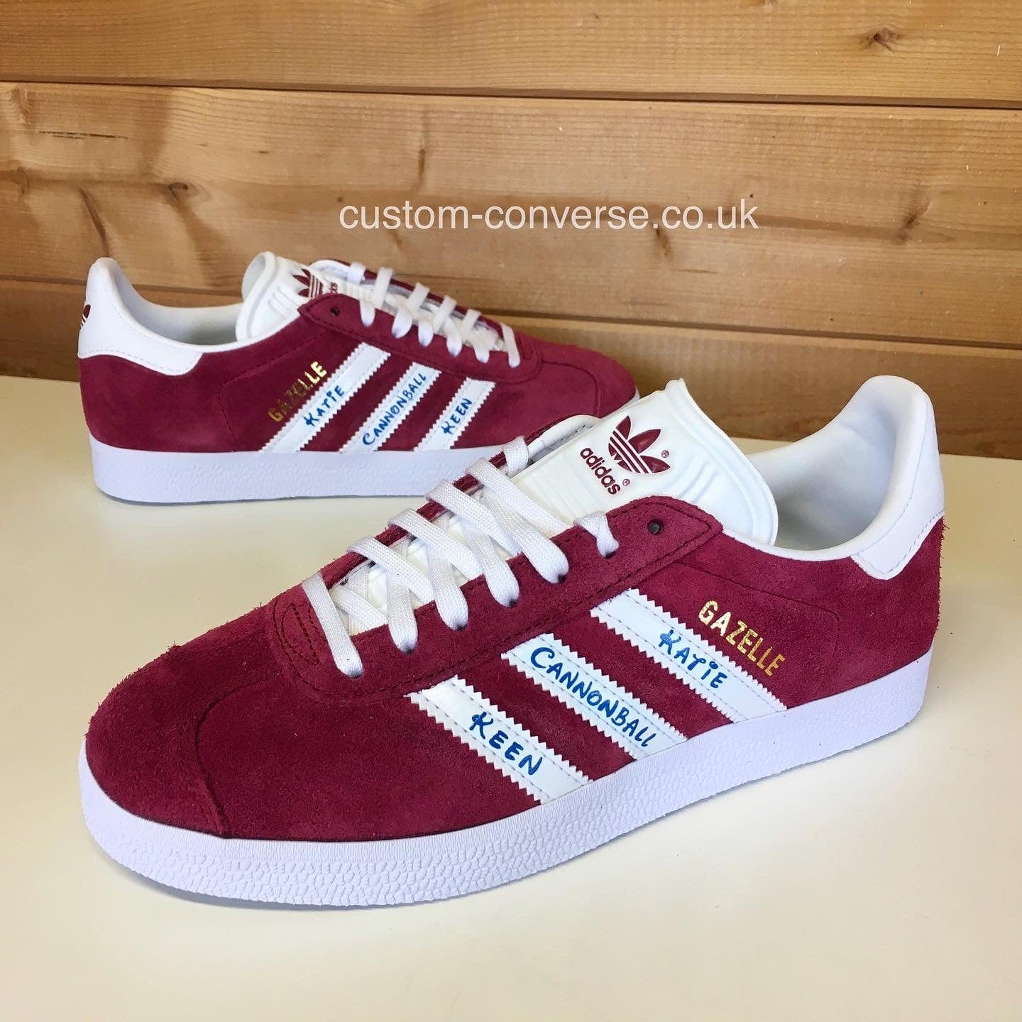 Personalised Adidas Gazelle Stripes Custom Trainers Personalised Adidas Gazelle Stripes Custom Trainers