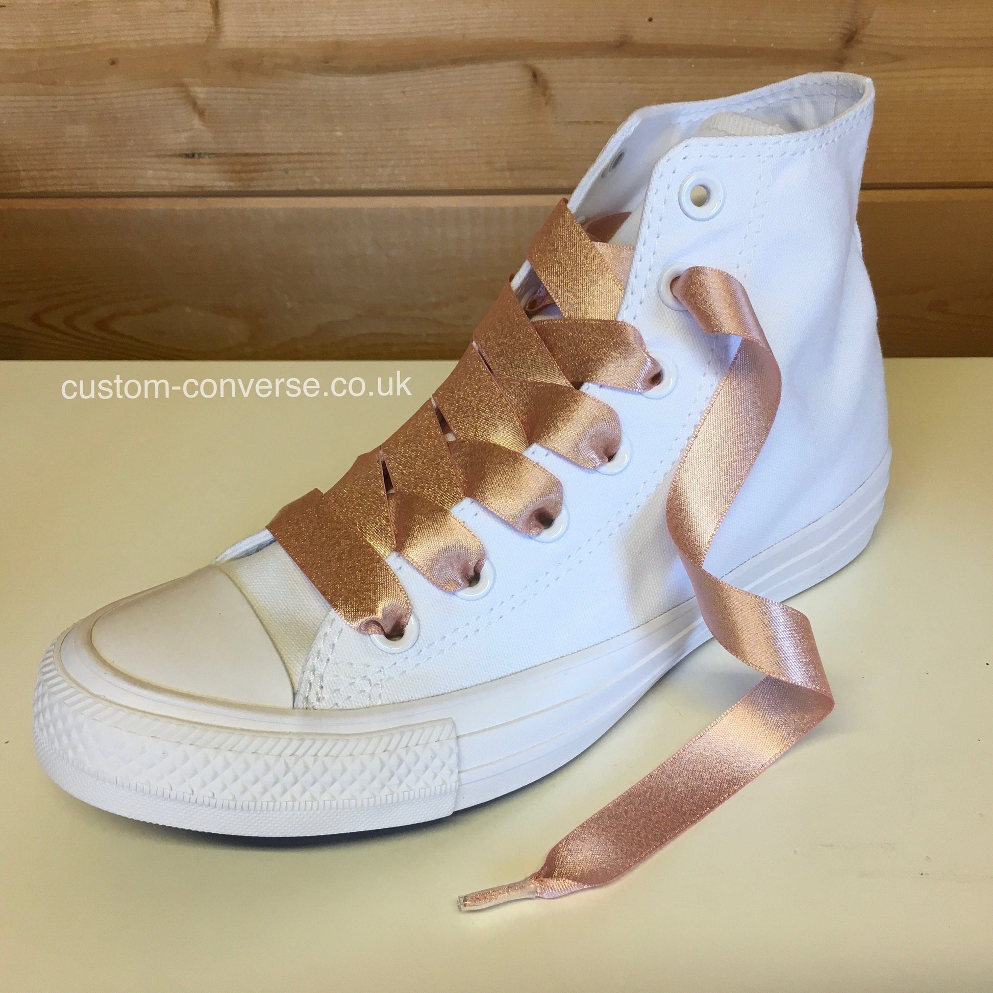 Custom Converse Ltd. Accessories Rose Gold Glitter Ribbon Shoelaces