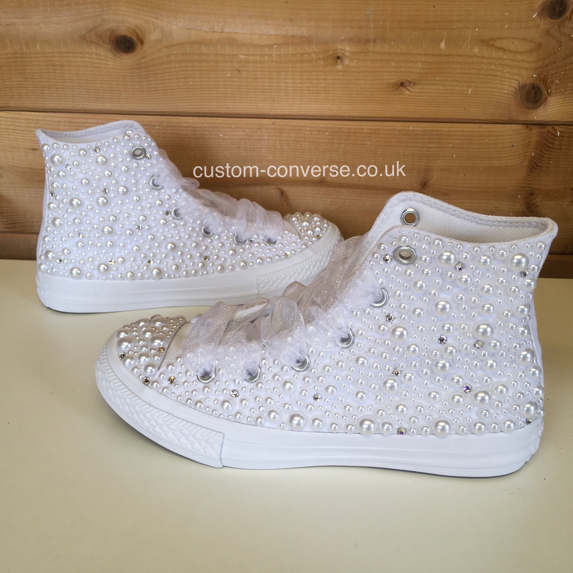 Kids Mixed Pearl and Crystal Covered Converse