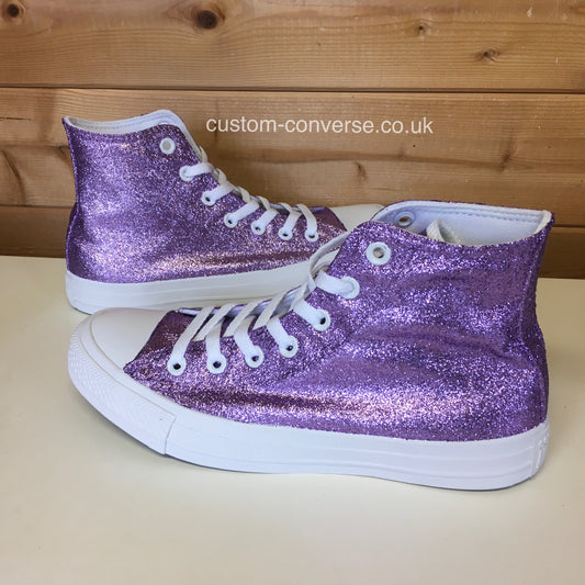 lilac glitter high top converse prom shoes