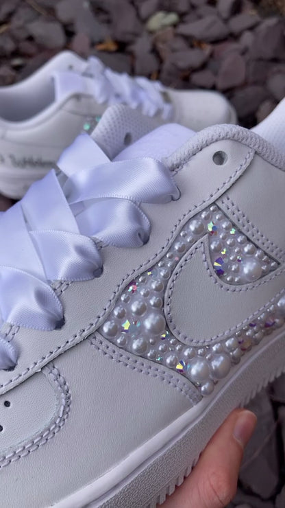 Classic White Pearl Bridal Air Force 1