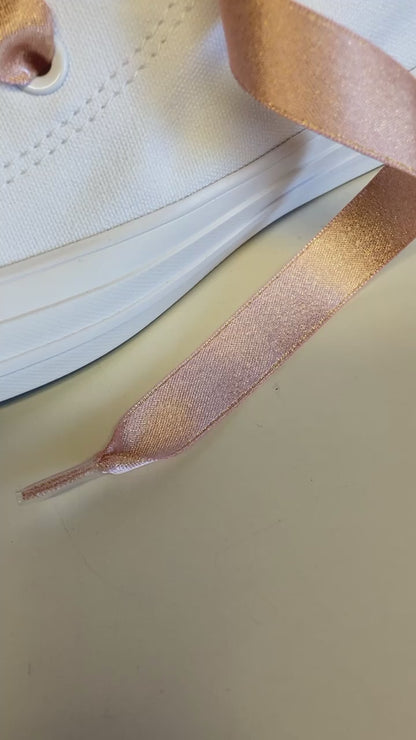 Rose Gold Glitter Ribbon Shoelaces