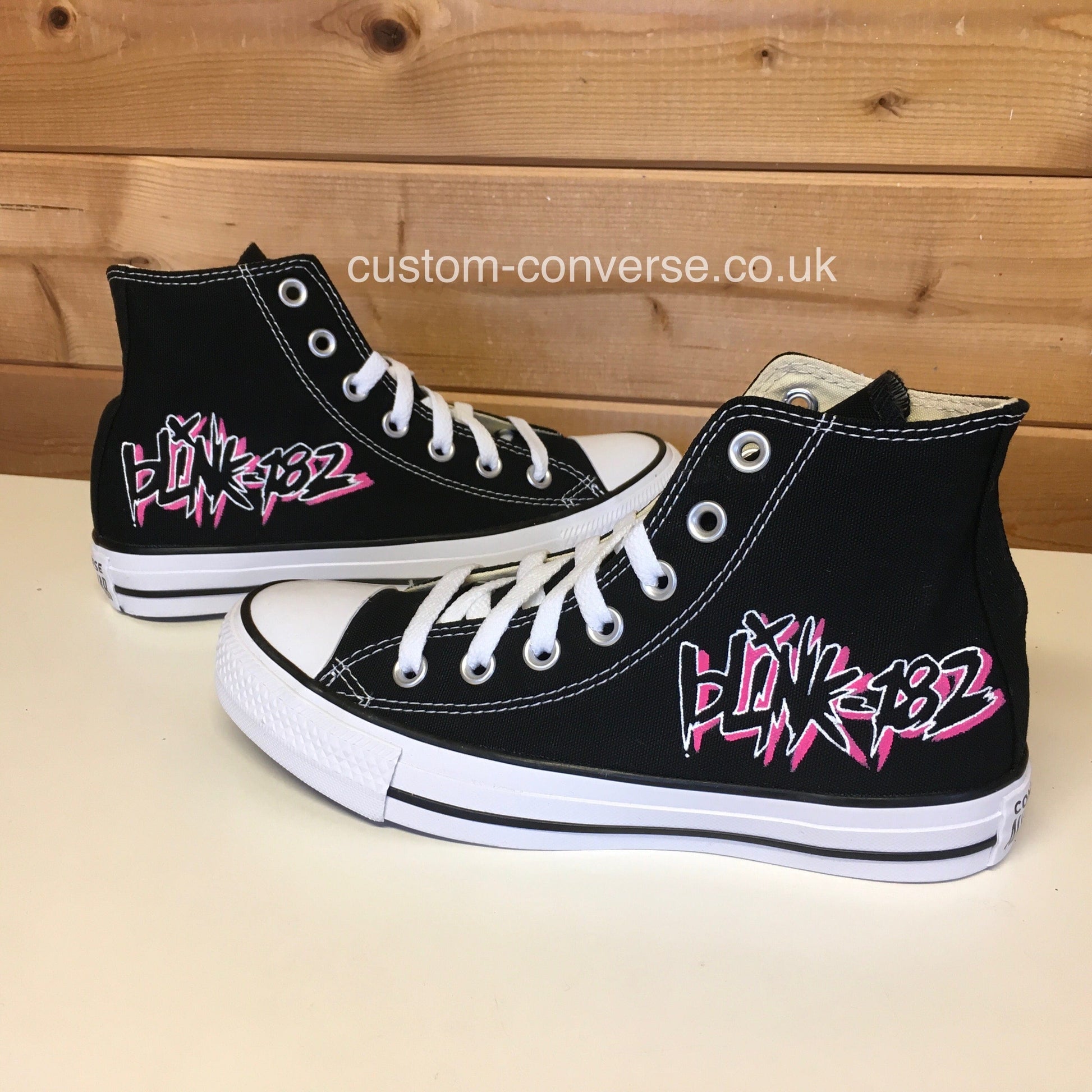 Blink-182 Pink Logo Converse Custom Hand Painted Trainers